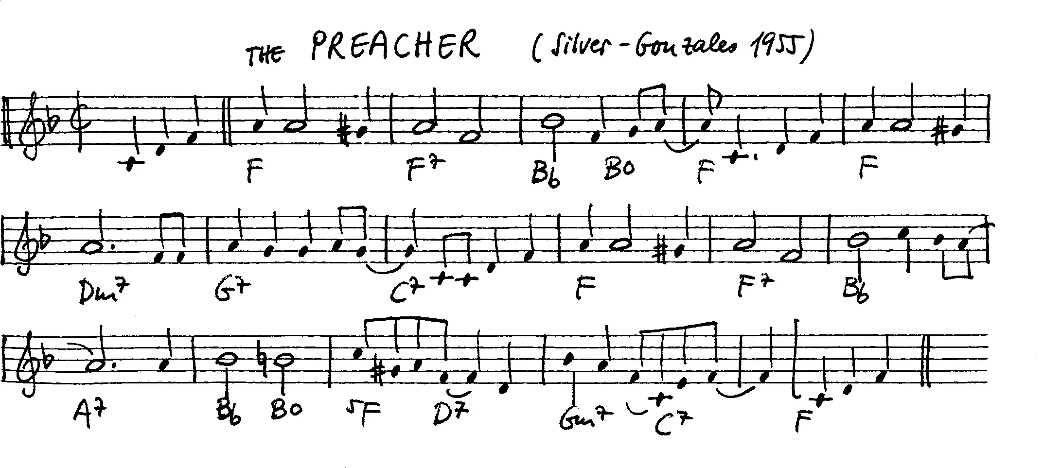 the preacher free jazz leadsheet - Courtesy of the Jungle Jazz Band